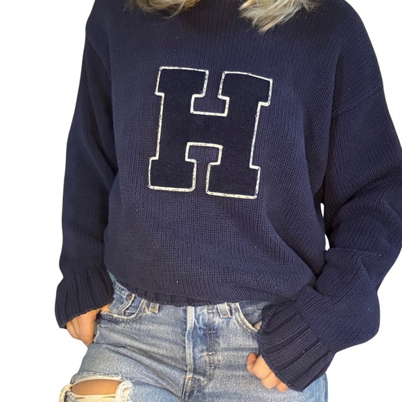 Tommy Hilfiger Sweaters - Tommy Hilfiger Dark Blue Sweater with Bold H